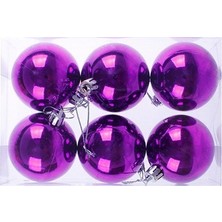 Pazariz Yılbaşı Mor Top Ağaç Süsü 6cm 6'lı