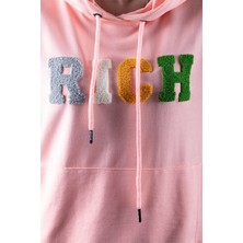 Rich Pembe 2 Iplik Kapüşonlu Sweatshirt