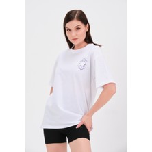 Mascarano Beyaz Baskılı Oversize T-Shirt