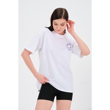 Mascarano Beyaz Baskılı Oversize T-Shirt