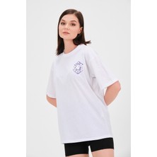 Mascarano Beyaz Baskılı Oversize T-Shirt