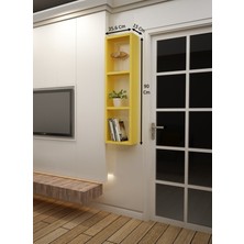Dekormer Design Kitaplık Sarı Tek Duvar Rafı