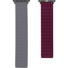 Fogy Apple Watch 3 44MM Parçalı Çizgili Tasarım Ayarlanabilir Mıknatıslı Kordon
