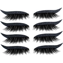 Vanmbo 2'si 1 Arada Kendinden Yapışkanlı Eyeliner ve Kirpik Makyaj Araçları - Siyah (Yurt Dışından)