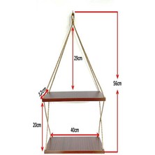 Dehalimited 2 Katlı Jüt Keten Halatlı Duvar Rafı Çok Amaçlı Mutfak Banyo Oda Kitaplık Çiçeklik Rafı