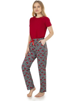 Obje Kiraz Baskılı Şardonlu Düz Paça Alt