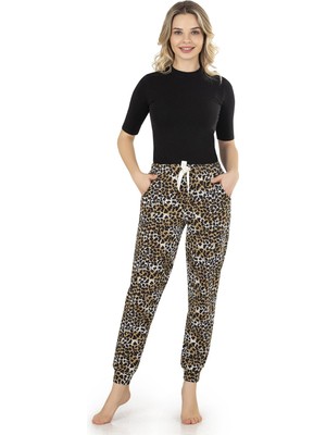Obje Kadın Leopar Desenli Bant Paça Pijama Altı