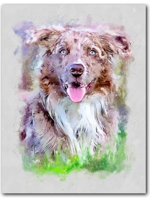 Cakatablo Ahşap Tablo Boyama Köpek Görseli (25X35 cm Boyut)