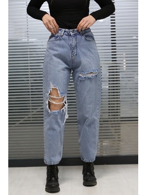 Madmext Mad Girls Mavi Yırtık Jean MG1156