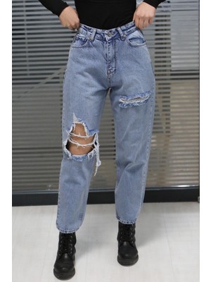 Madmext Mad Girls Mavi Yırtık Jean MG1156