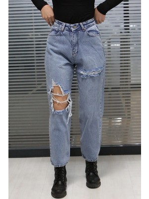 Madmext Mad Girls Mavi Yırtık Jean MG1156