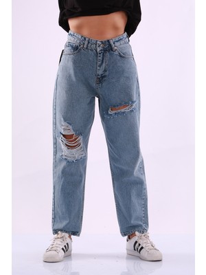 Madmext Mad Girls Mavi Yırtık Jean MG1156