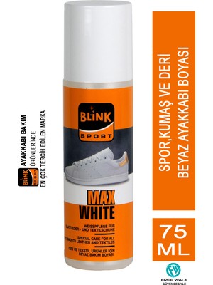 Blink Sport Beyaz Renkli Spor, Deri ve Kumaş Ayakkabı Boyası 75 ml