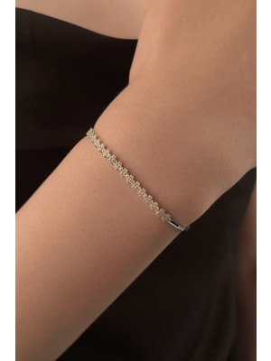 Fiyonk Kuyumculuk 14 Ayar Altın Simetrik Taş Dizisi Bileklik