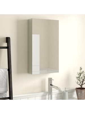 Dekor Tek Kapaklı Aynalı Banyo Dolabı Üst Modülü Beyaz