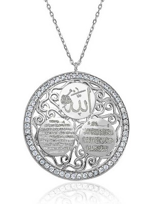 Gumush Gümüş Ayetel Kürsi ve Dualar Bayan Kolye