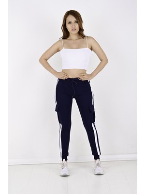 Quits Kids  2 Iplik Yanları Şeritli,kargo Cepli Bayan Eşofman ALTI-8831