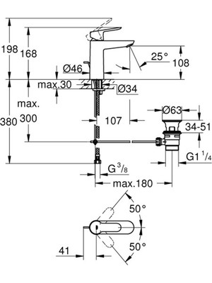 Grohe Bauedge Lavabo Batarya Sifon Kumandalı M