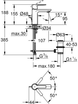 Grohe Lineare New Tek Kumandalı Lavabo Bataryası 1/2"