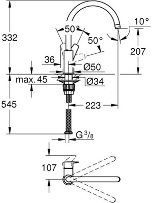 Grohe Bauedge Tek Kumandalı Eviye Bataryası