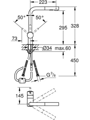 Grohe Minta Tek Kumandalı Spiralli Eviye Bataryası