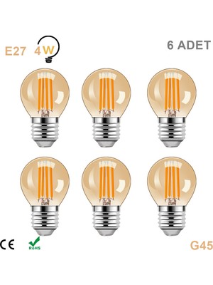 Ucuz Geldi 4 Watt Mini Top Ampul LED Filament G45 Amber Cam Rustik Ampul E27 Duy 1800K Amber Işık Rengi 6 Adet