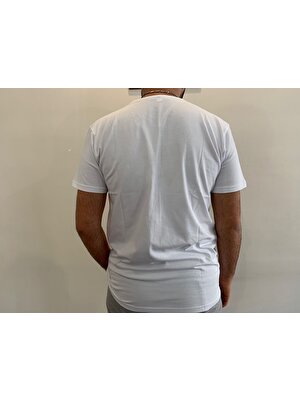 RB Tasarım Beyaz Bisiklet Yaka T-Shirt
