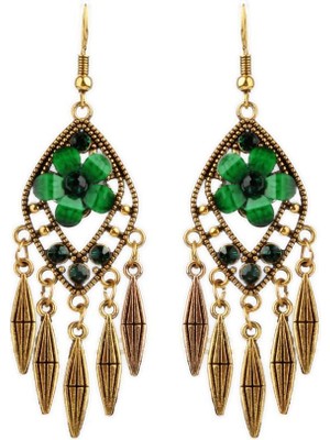 Eleanos Kadın Boho Püskül Çiçek Rhinestone Dangle Bırak Kulak Damızlık Takı Küpe (Yurt Dışından)