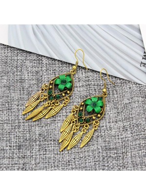 Eleanos Kadın Boho Püskül Çiçek Rhinestone Dangle Bırak Kulak Damızlık Takı Küpe (Yurt Dışından)