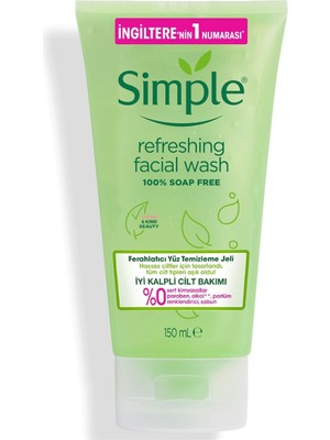 Simple Ferahlatıcı Yüz Temizleme Jeli 150 ml Hassas Ciltler İçin Temizleyici Etki Sağlar