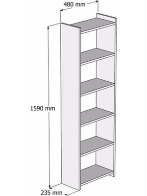 Yaman Dekorasyon Beyaz Dekoratif 5 Raflı Kitaplık Modern Kitaplık