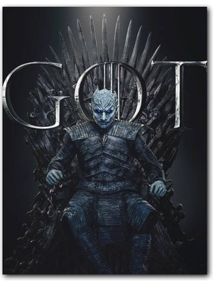 Cakatablo Ahşap Tablo Game Of Thrones Night King Tahtta (35X50 cm Boyut)