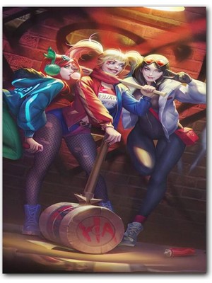 Cakatablo Ahşap Tablo Harley Quinn Joker Kızlar Görseli (25X35 cm Boyut)