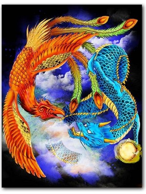 Cakatablo Ahşap Tablo Anka Kuşu Ejderha Görseli (25X35 cm Boyut)