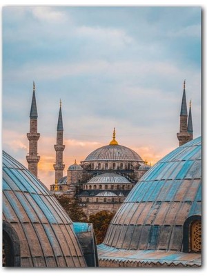 Cakatablo Ahşap Tablo Sultan Ahmet Cami Kubeler Arasında (25X35 cm Boyut)