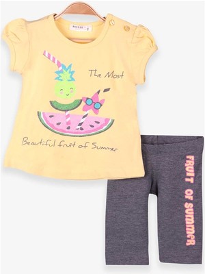 Breeze Kız Bebek Kapri Taytlı Takım Karpuz Baskılı Simli 1-2 Yaş Sarı