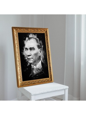 BK Altın Yaldız Çerçeveli A3 Atatürk Tablosu - 14