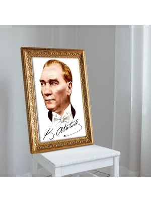 BK Altın Yaldız Çerçeveli A3 Atatürk Tablosu - 41