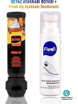 Flexi Care Spor Beyaz Deri ve Kumaş Ayakkabı Boyası 75 Ml. + Fresh Up Ayakkabı Deodorantı 100 Ml(Blinksport)