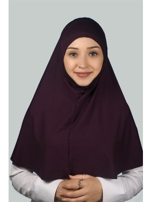 Altobeh Hazır Türban Peçeli Pratik Eşarp Tesettür Nikaplı Hijab - Namaz Örtüsü Sufle (Xl) - Mürdüm