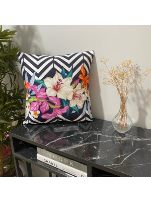 Palmia Home Çift Taraflı Çiçek Desenli Dekoratif Kırlent Kılıfı