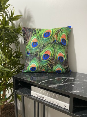 Palmia Home Tavus Kuşu Desenli Dekoratif Kırlent Kılıfı