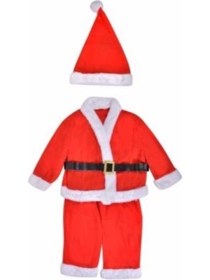 Pazariz Yılbaşı Özel 9-12 Yaş Erkek Çocuk Noel Baba Elbisesi Sakal Hediye