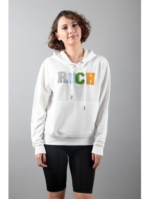 Rıch Ekru 2 Iplik Kapüşonlu Sweatshirt