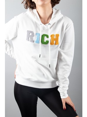 Rıch Ekru 2 Iplik Kapüşonlu Sweatshirt