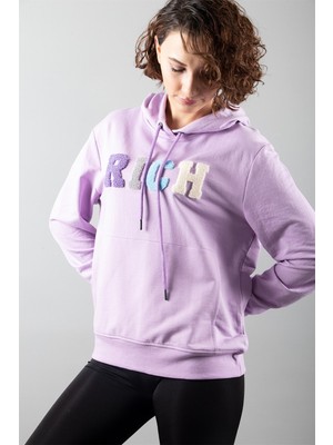 Rich Lila 2 Iplik Kapüşonlu Sweatshirt