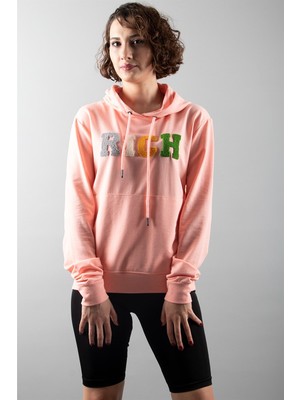 Rich Pembe 2 Iplik Kapüşonlu Sweatshirt