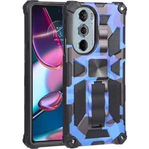 Motorola Edge 30 Pro Koyu Mavi Için Kamuflaj Zırhı Tpu + Pc Kılıfı (Yurt Dışından)