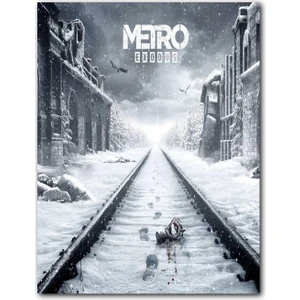 Cakatablo  Ahşap Tablo Metro Exodus Karlı Tren Rayları ve Metruk Şehir  (25X35 cm Boyut)