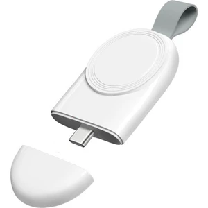Coverzone Apple Watch Serisi ile Uyumlu Type-C Manyetik Taşınabilir Kablosuz Şarj Cihazı Beyaz